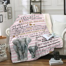 Apayprints – To My Granddaughter Fleece Blanket – Elephants  Personalized 3D All Over Printed Blanket