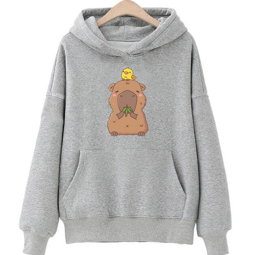 Capybara Kawaii Cartoon Print Hoodie for Girls Cute Graphic Kids Sweatshirts Autumn/Winter Hooded Boys Clothes Long Sleeve Tops alx