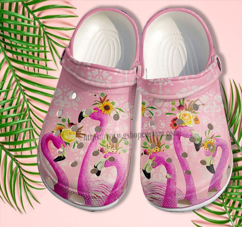 Flamingo Aloha Croc Shoes For Grandma Travel- Flamingo Team Funny Beach Shoes Croc Clogs Women