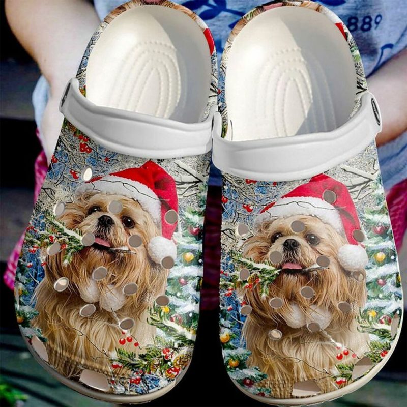 Shih Tzu Christmas Bling Bling 102 Gift For Lover Rubber clog Shoes Comfy Footwear 2