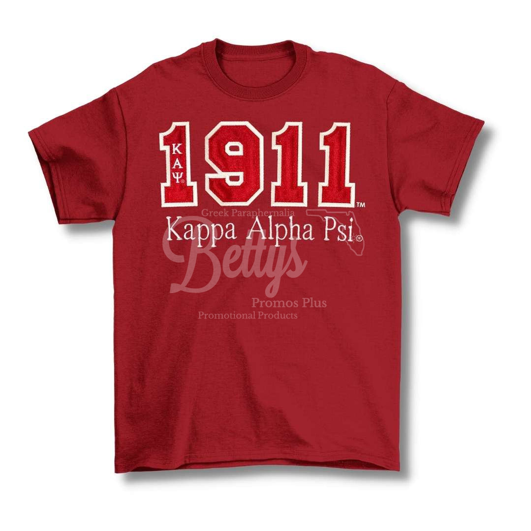 Kappa Alpha Psi Καψ 1911 Script Double Stitched Appliqué Embroidered Line T-Shirt