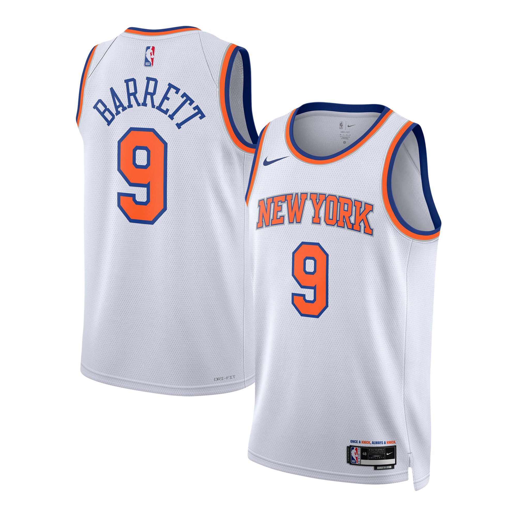 RJ Barrett New York Knicks Unisex Swingman Jersey – Association Edition – White