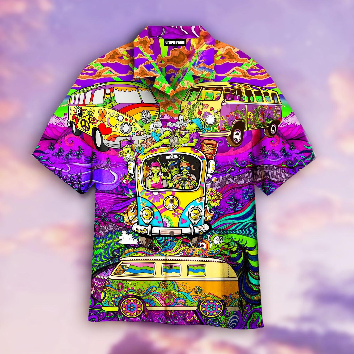 Hippie Bus Peace Life Color Hawaii Shirt For Men Women Ha49805