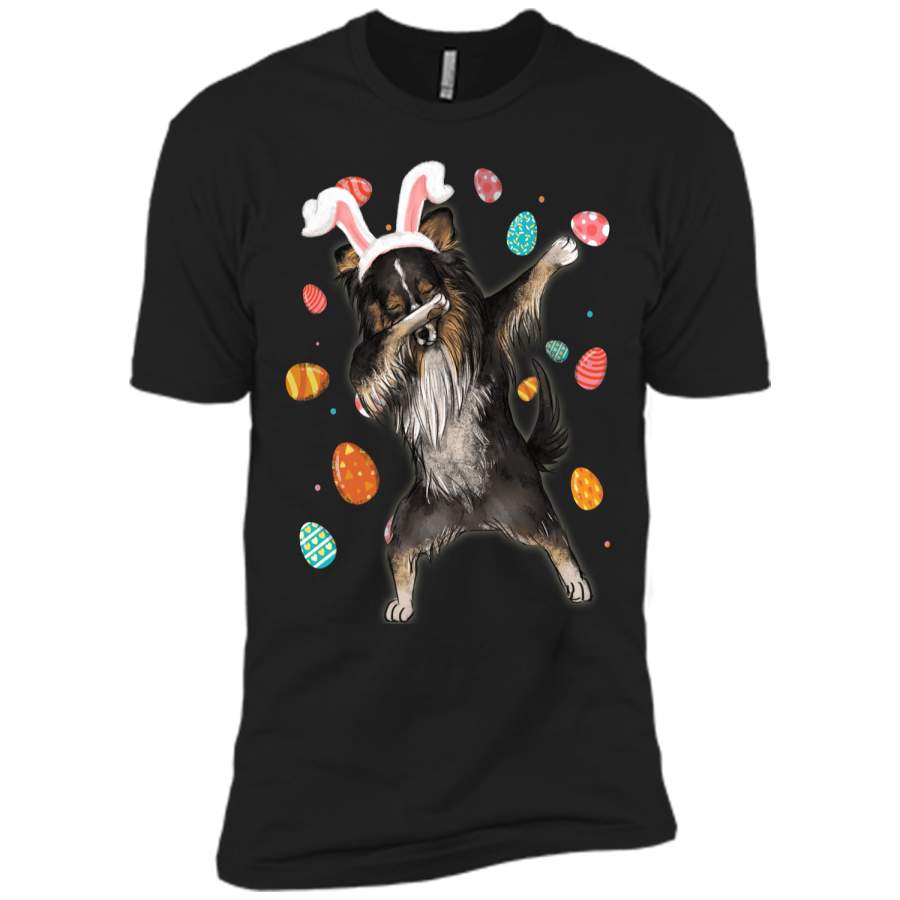 Dabbing Shetland Sheepdog With Easter Bunny Ears Shirt Next Level Premium Short Sleeve Tee