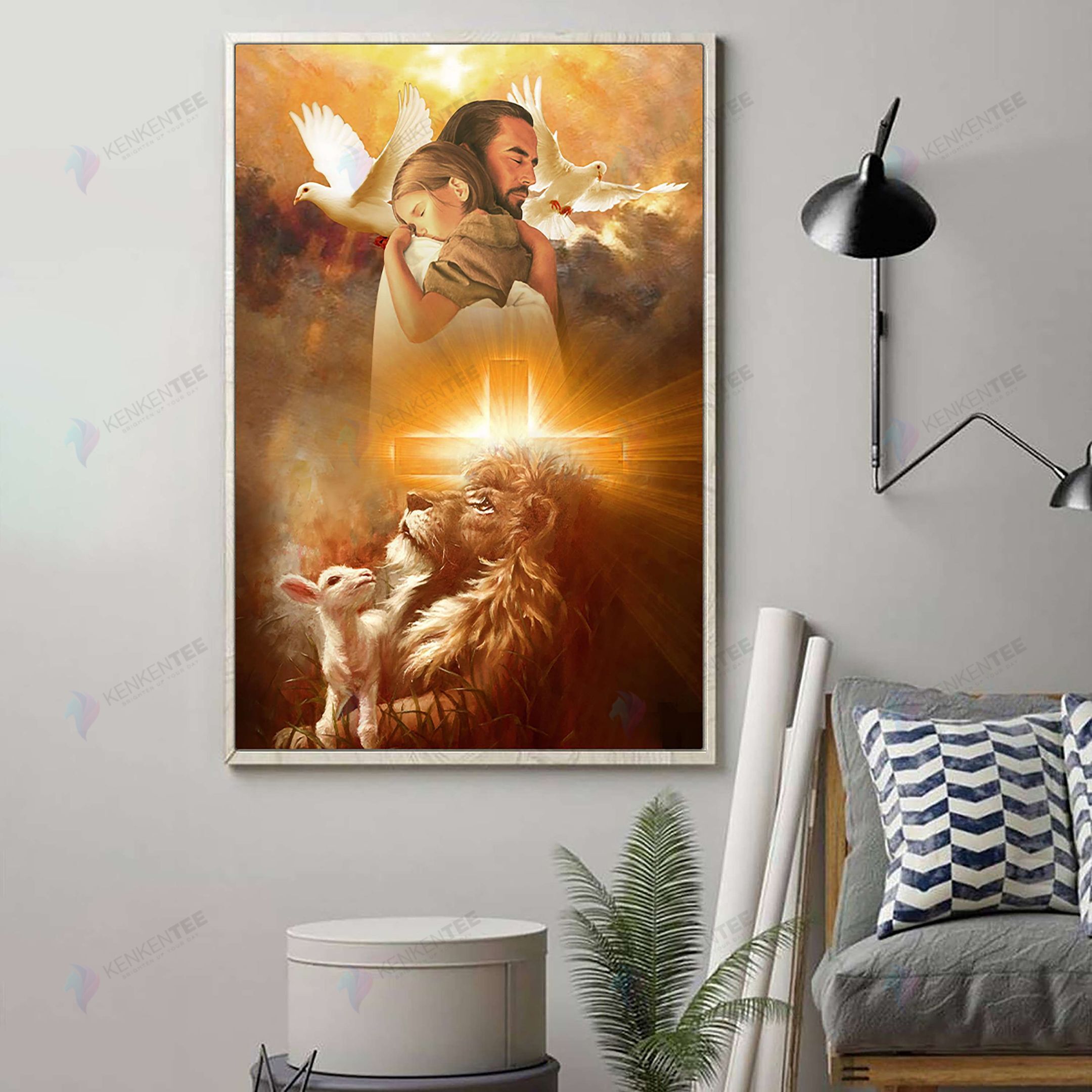 Awesome Jesus, Lion And Lamb Poster – Bngo170402Hd