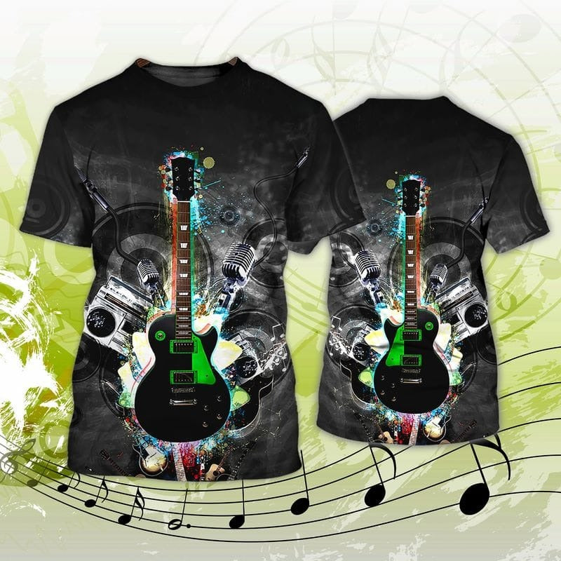 3D Full Printed Guitar T Shirt, Electric Guitar Shirts, Music Party Shirts For Men And Women