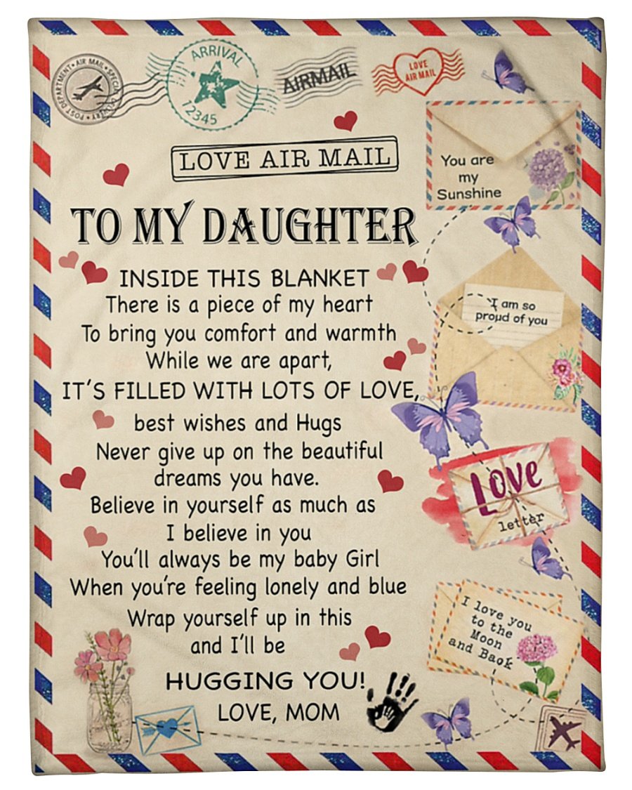 To My Daughter Letter From Mom Fleece Blanket Family Gift Home Decor Bedding Couch Sofa Soft And Comfy Cozy