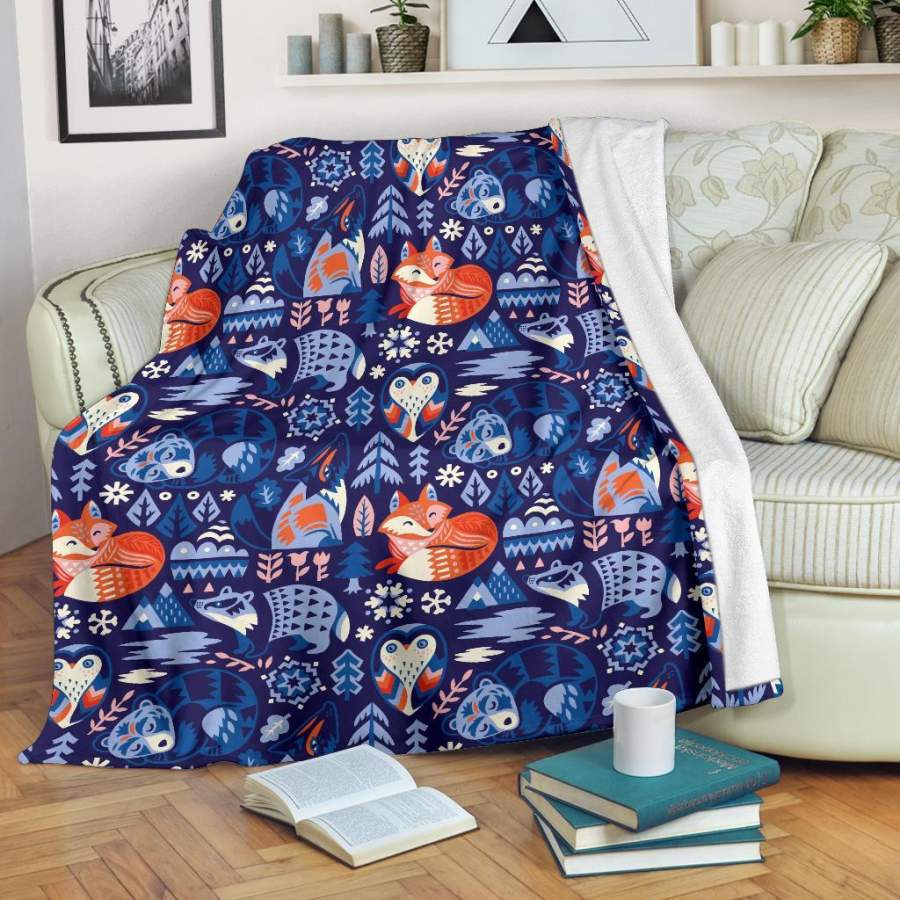 Swedish Animal Pattern Print Blanket