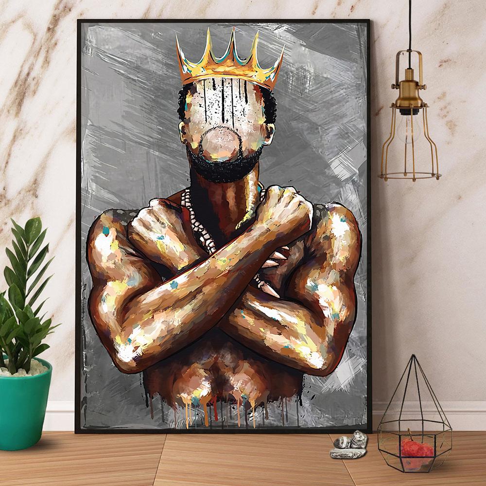 Black King Watercolor Canvas Poster Wall Art