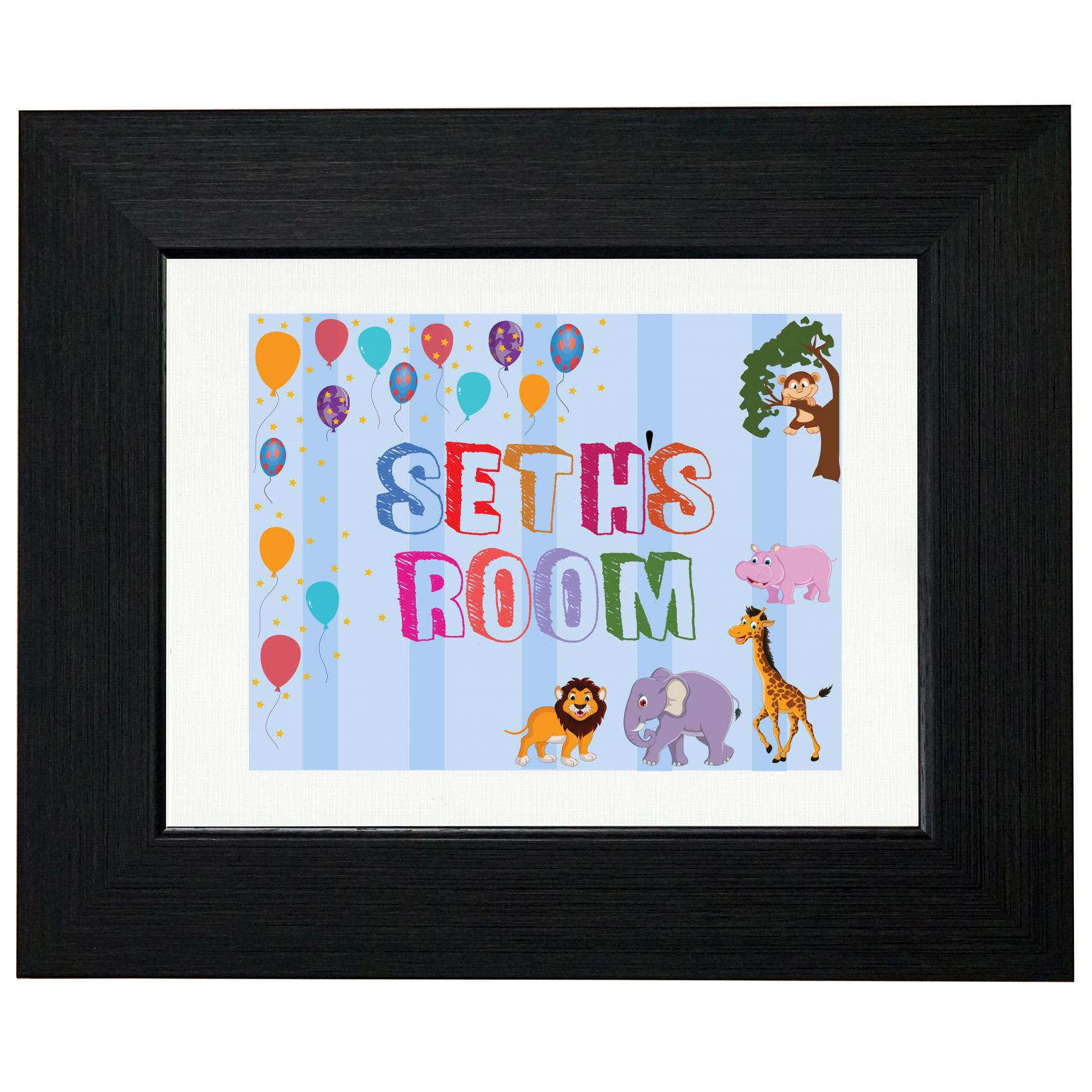 Seth’s Room – Boy Birthday Gift – Balloons & Animals T-Shirt, Framed Print, Pillow, Golf Towel