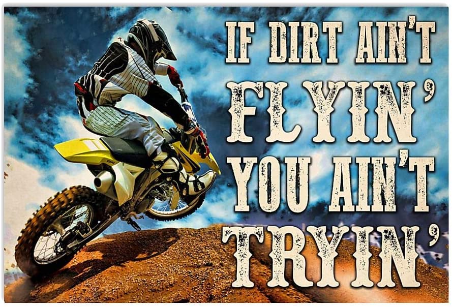 Vintage Man Riding Motocross – You Ain’T Tryin’ Poster Art Print      Home Decor Gift For Men Women Family Friend On Birthday Xmas