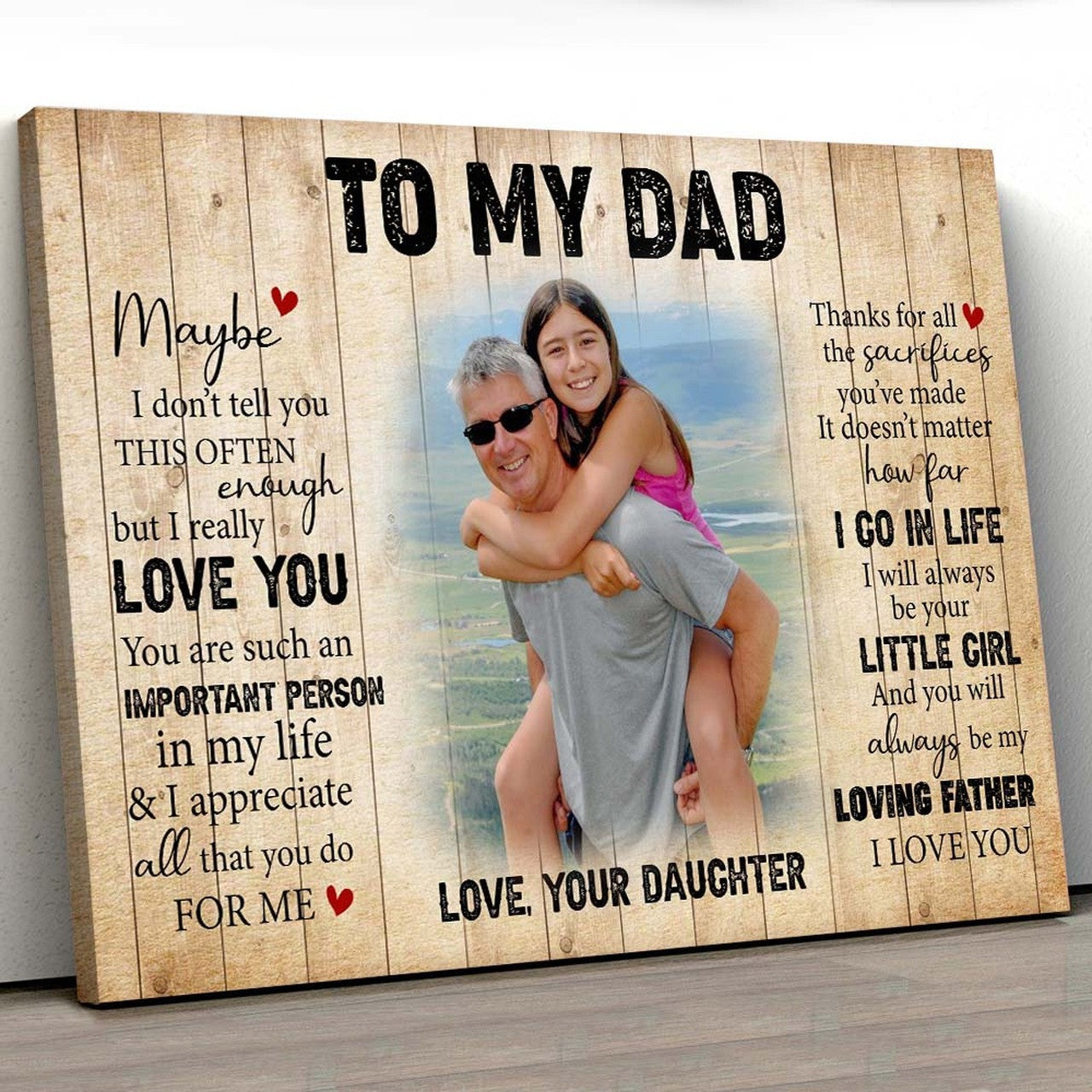 Personalized Gift For Dad From Daughter Vintage Canvas Home Decor For Father Th01