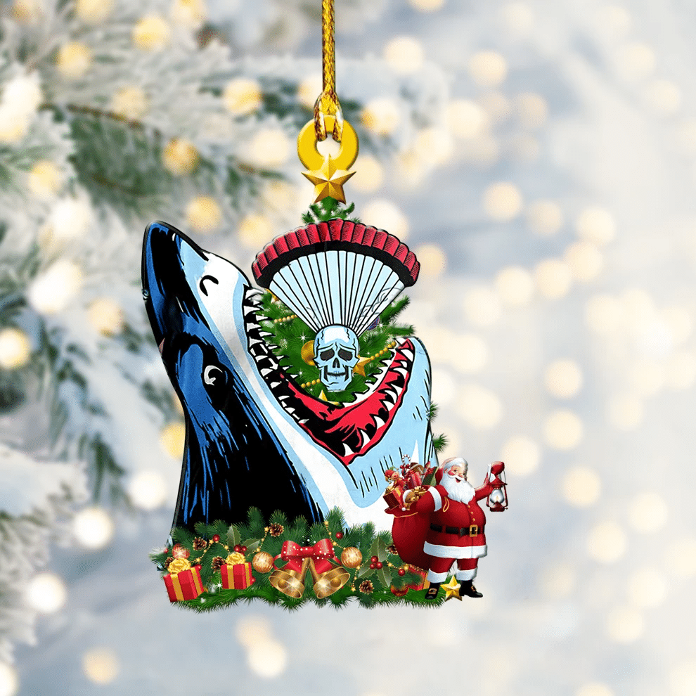 Shark Love Skull Ornament, Shark Gift Ornament, Christmas Gift Ornament