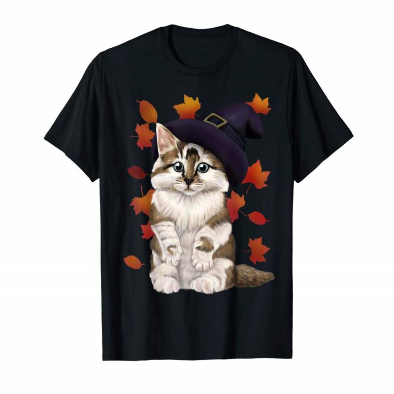 Cat In A Witch Hat – Cute Autumn Halloween Kitten T-shirt