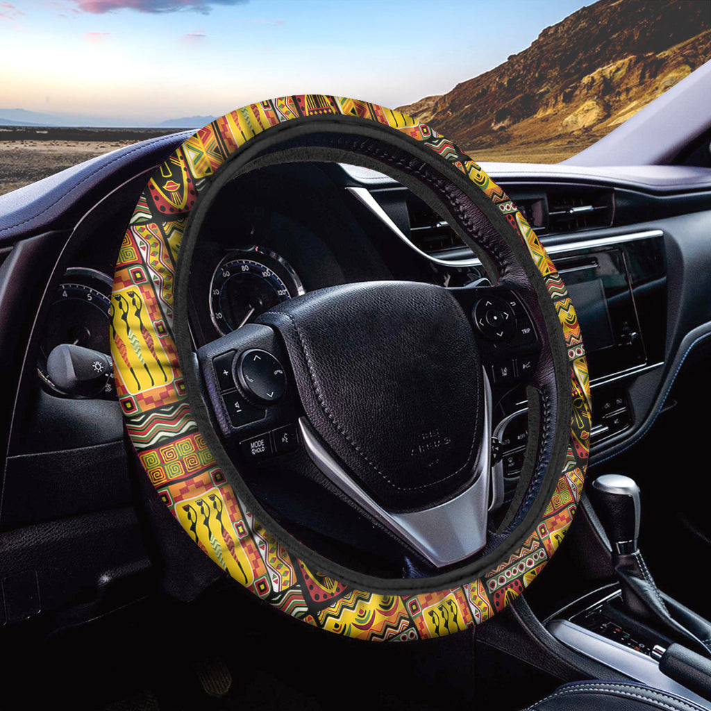 Sunset Ethnic African Tribal Print Car Steering Wheel Cover