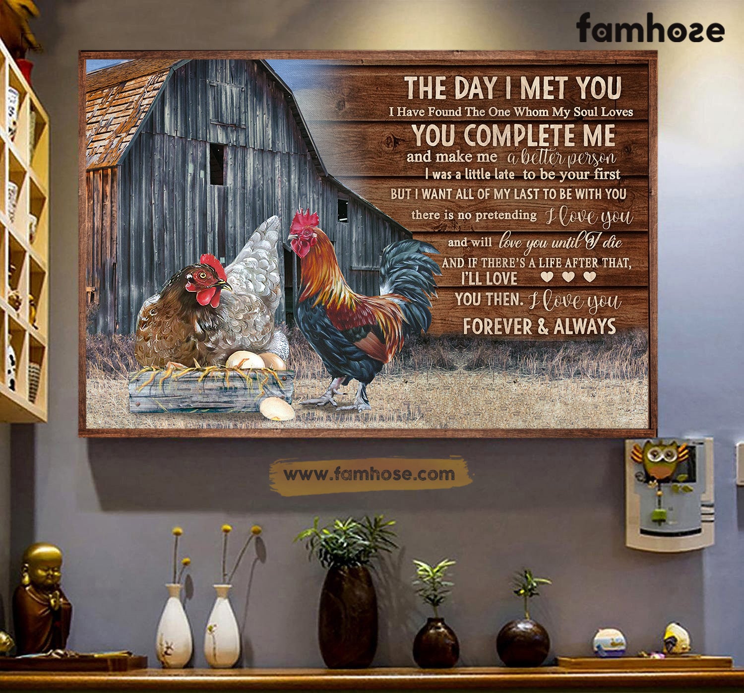 Chicken Poster/Canvas, The Day I Met You You Complete Me I’Ll Love You, Chicken Canvas Wall Art, Poster Gift For Chicken Lovers