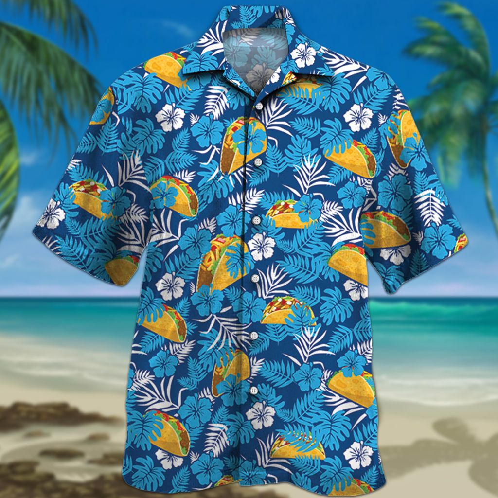 Tacos Lovers Blue Floral Hawaii Shirt Ha48757