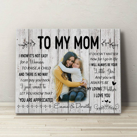 Custom To My Mom With Photo Wall Art Canvas Print, Perfect Birthday, Mother’S Day, Christmas Gift For Mom