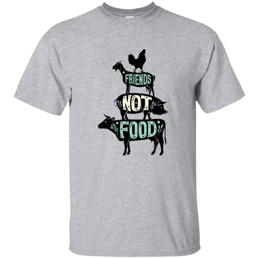 AGR Friends Not Food – Vegan Vegetarian Animal Lovers T-Shirt – Vintage Distressed_2 Mens Cotton T-Shirt