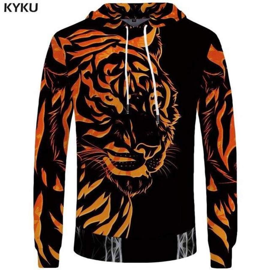 KYKU Tiger Hoodies Men Animal Sweatshirt Pocket Big Size Sweatshirts Hoddie 3d Hoodies Hoodie 2018 Casual Streetwear