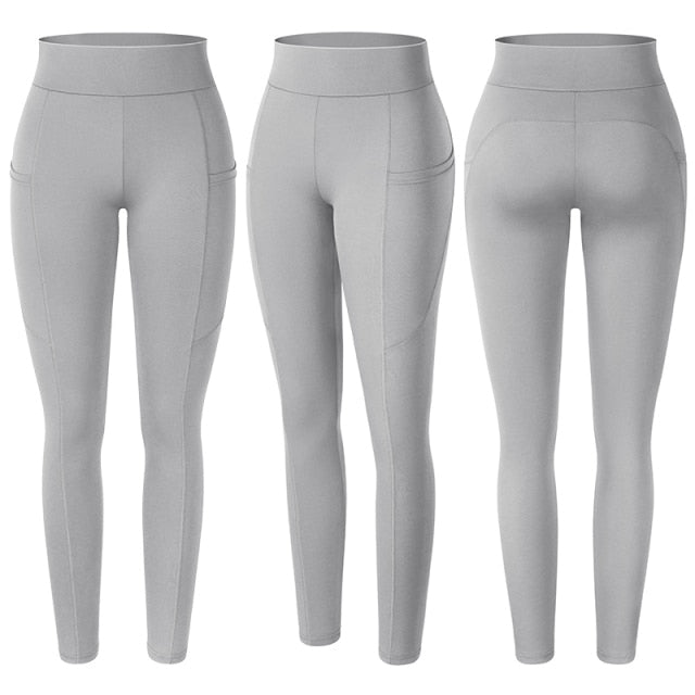 Women High Waist Running Workout Leggings For Yoga With Pockets