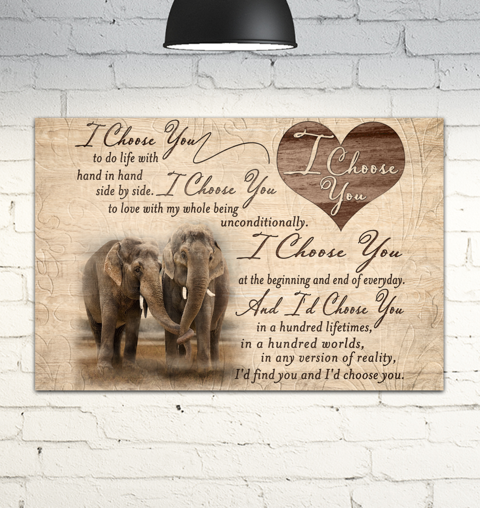 I Choose You Elephant Premium Wall Art Canvas