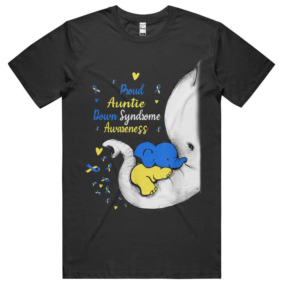 Proud Auntie Down Syndrome Awareness Day Elephant T21 Women T-Shirt