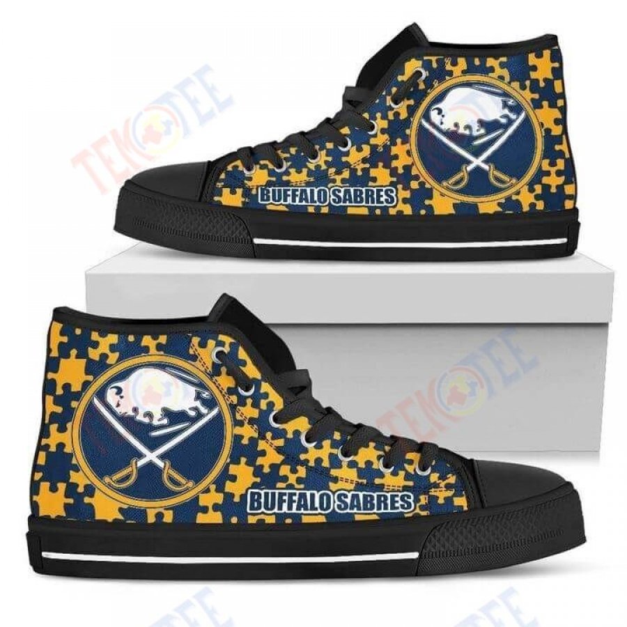 Mens Womens Puzzle Logo With Buffalo Sabres High Top Shoes TMT514