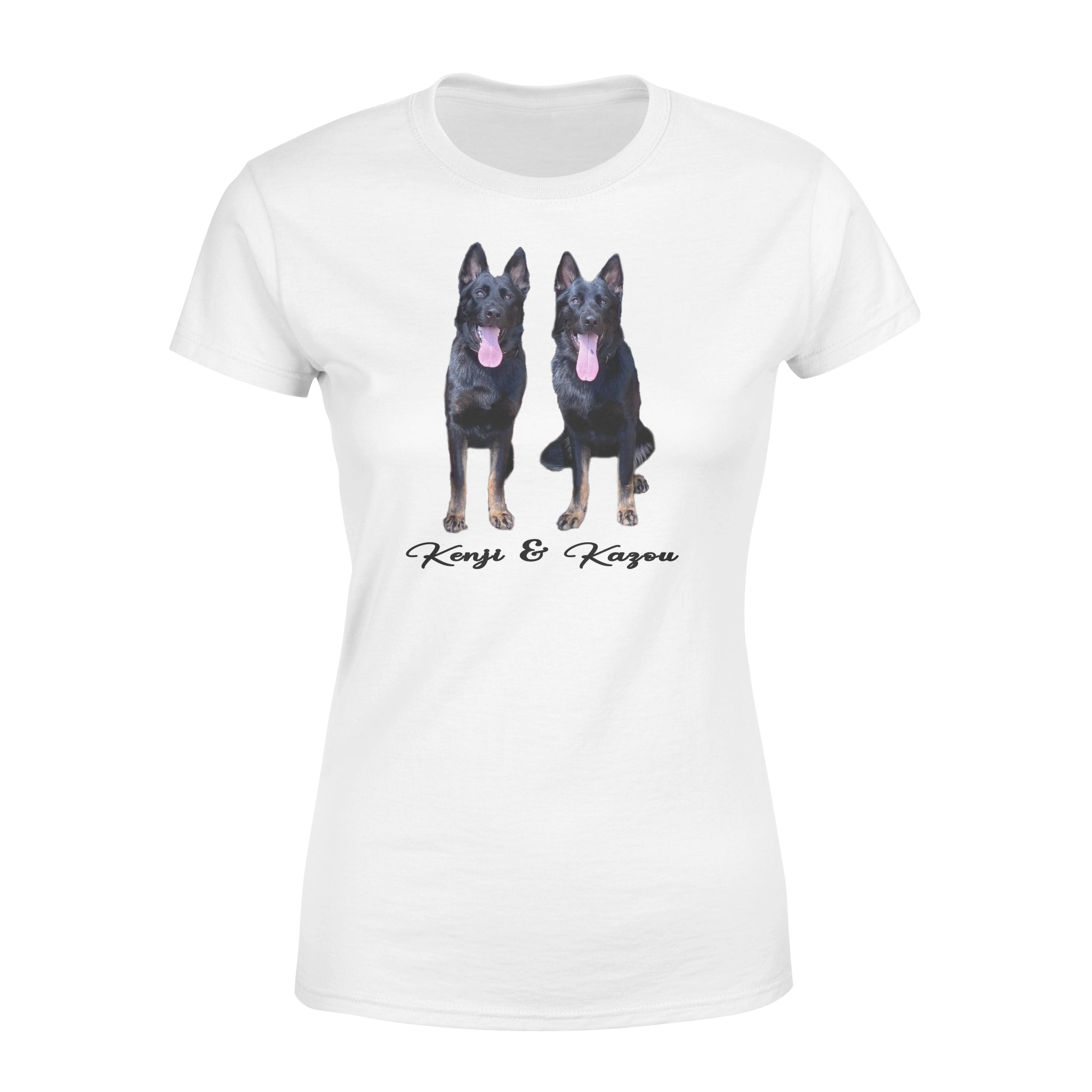 Kenji & Kazou (1) – Custom Illustrated Pet Personalized – Women T- Shirt