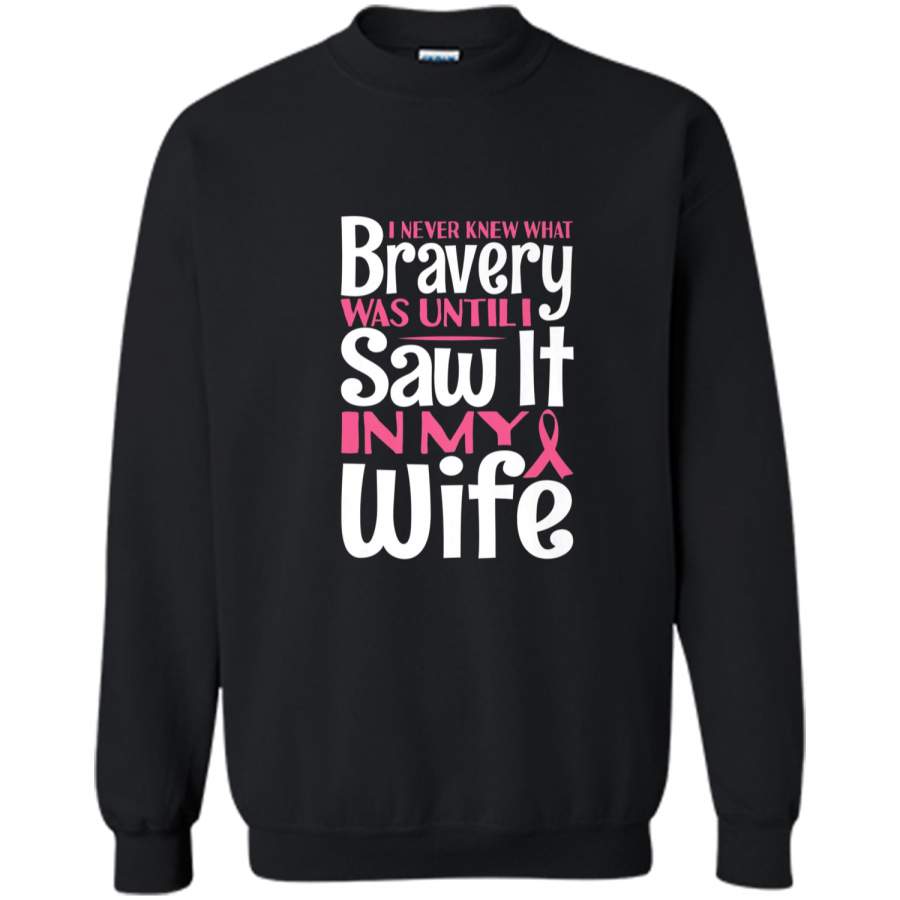 Breast Cancer Shirt Bravery Husband Tee Men Dad Grandpa Gift Printed Crewneck Pullover Sweatshirt