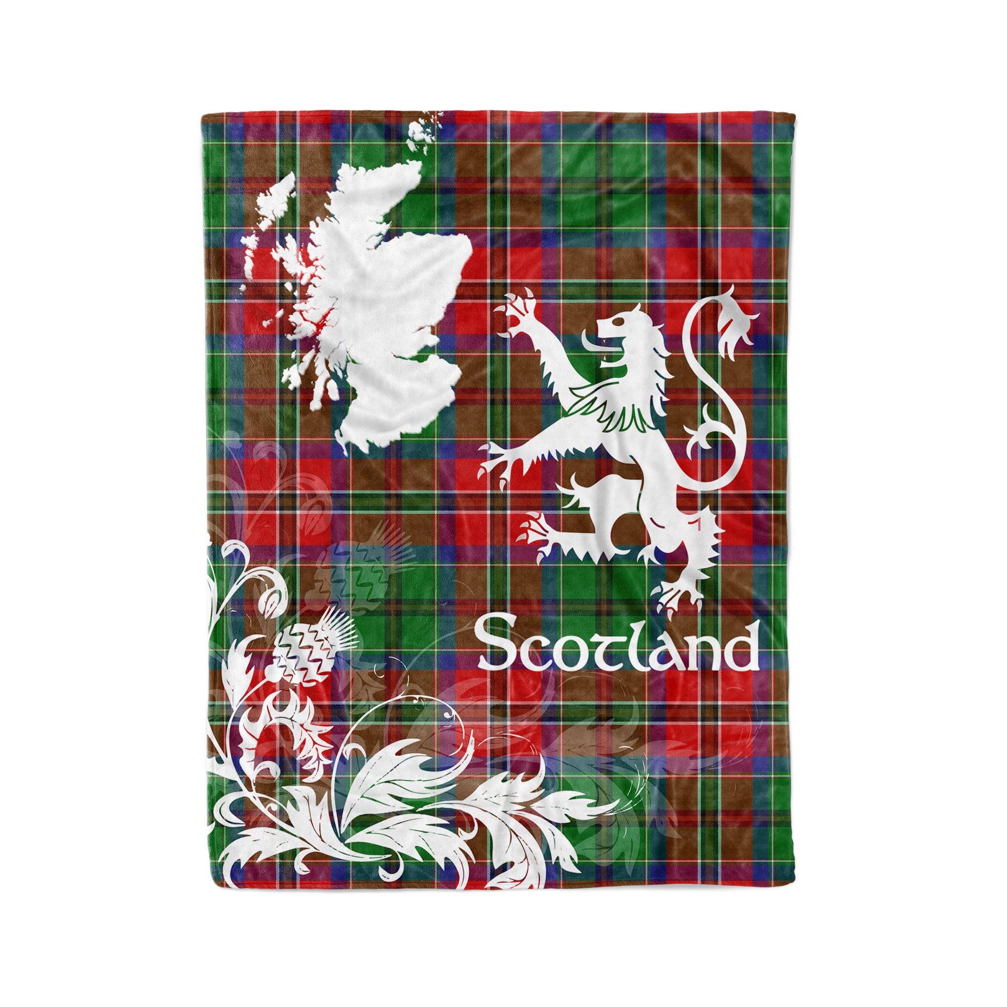 Tartan Plaid Fleece Blanket Tartan Blanket Thistle And Lion Scottish Clan Mcculloch Plaid Blanket