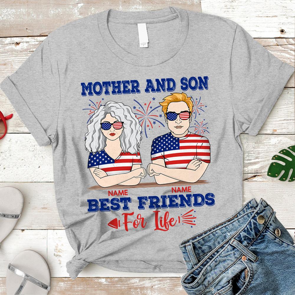 Personalized Mother And Son Best Friends For Life T Shirt Custom Mom And Son 4Th Of July Shirt Gift For Mom For Son