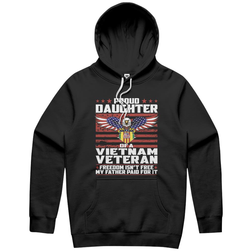 Proud Daughter Of A Vietnam Veteran Ribbon Patriotic Family Hoodie