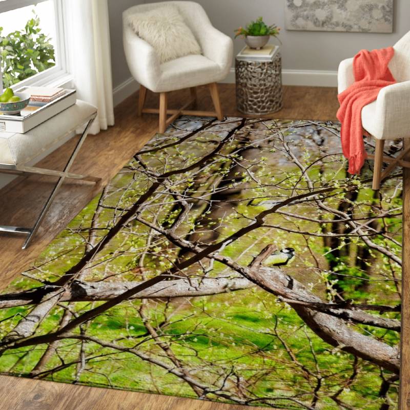 Tomtit Birds In Spring – Animals Area Rug Carpet