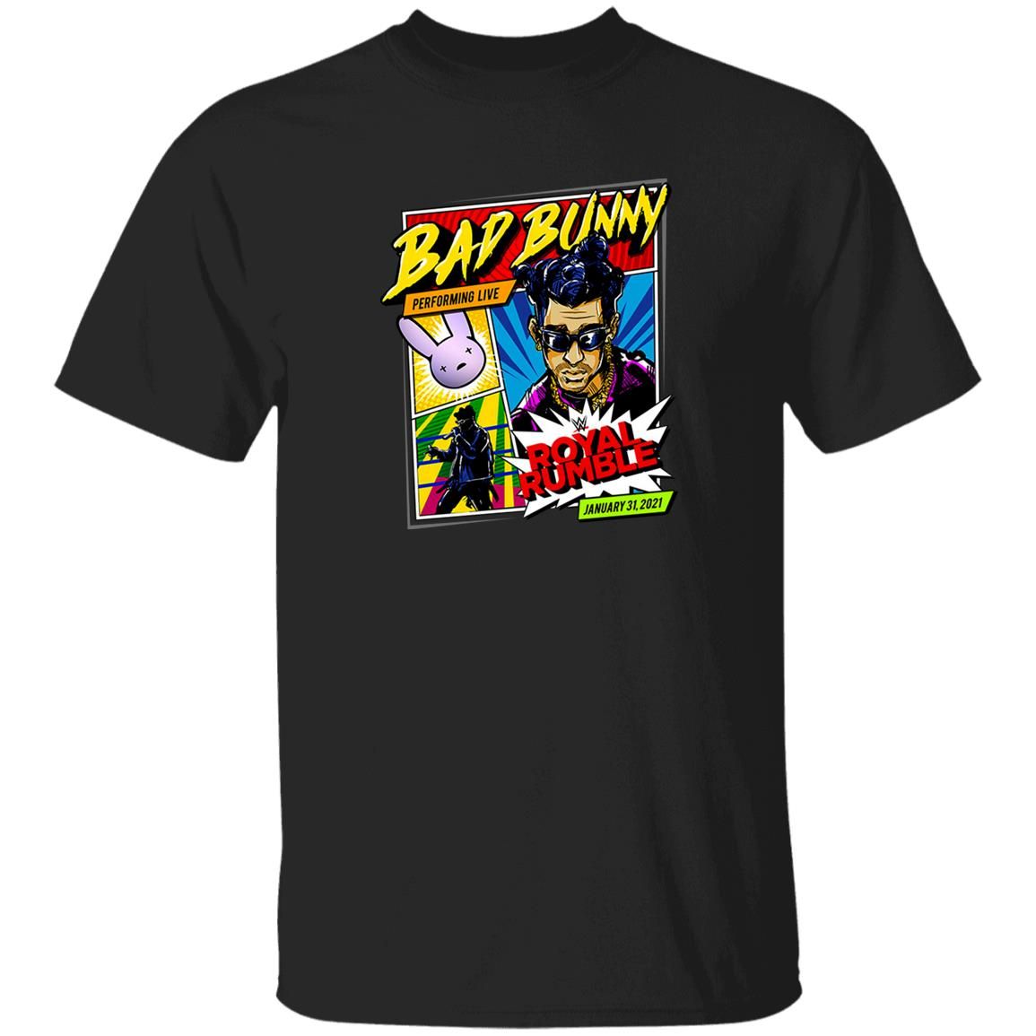 Wwe Bad Bunny Shirt Bad Bunny X Royal Rumble 2021 Special Edition T-Shirt Black