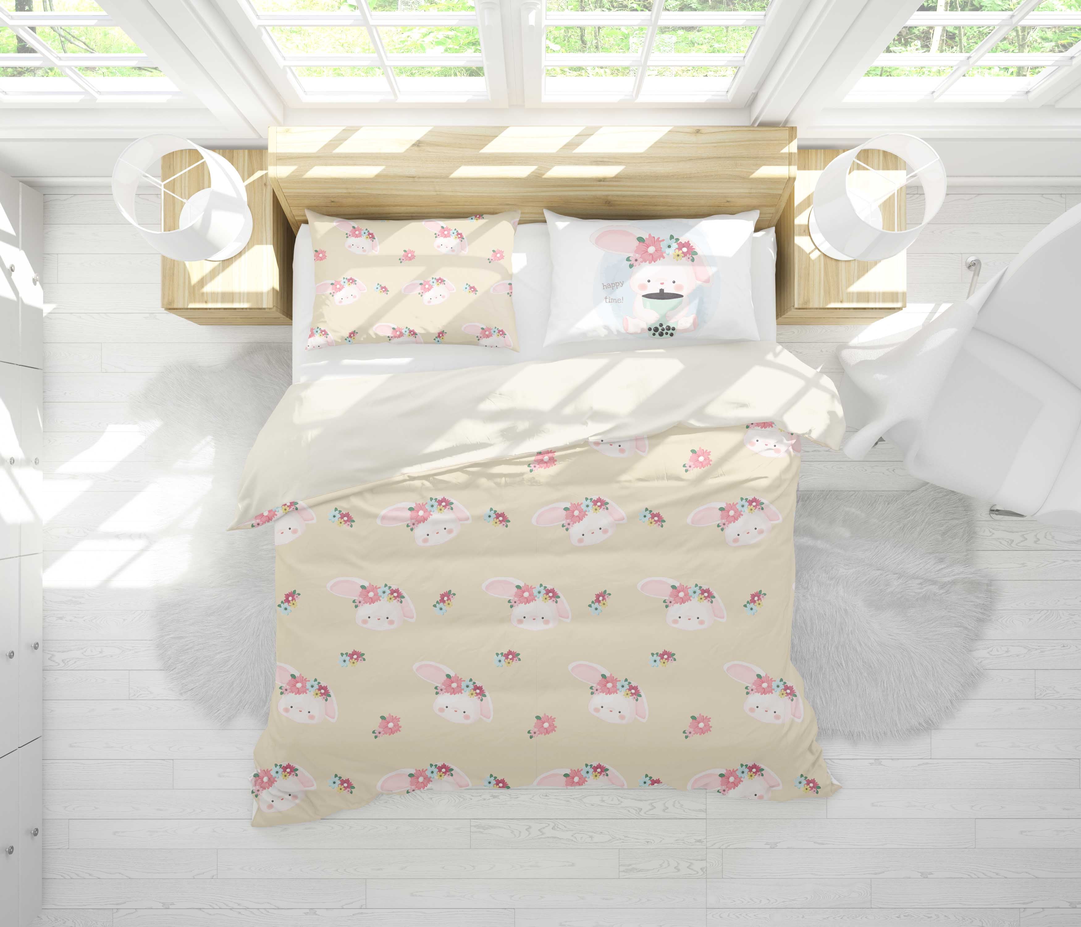 3D Cartoon Rabbit Quilt Cover Set Bedding Set Pillowcases 93