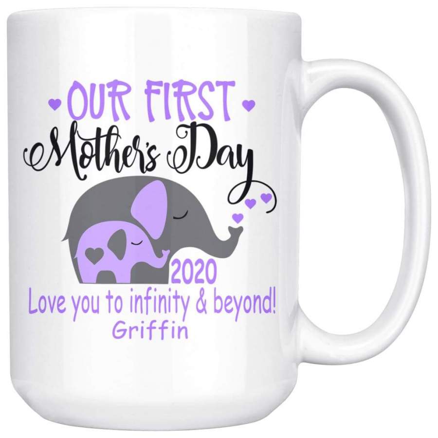 Megan H Personalized Our First Mothers Day Mug Elephants