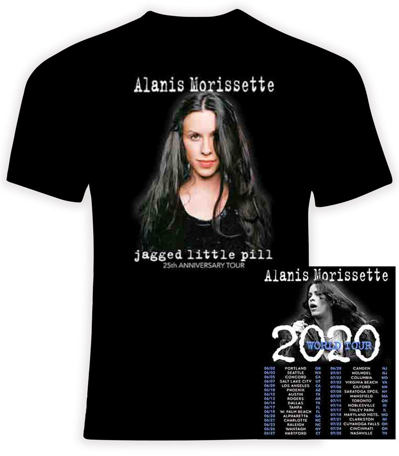 Alanis Morissette 2020 Jagged Little Pill Concert Alanis Morissette 2020 World Tour Black 2 Side T-Shirt