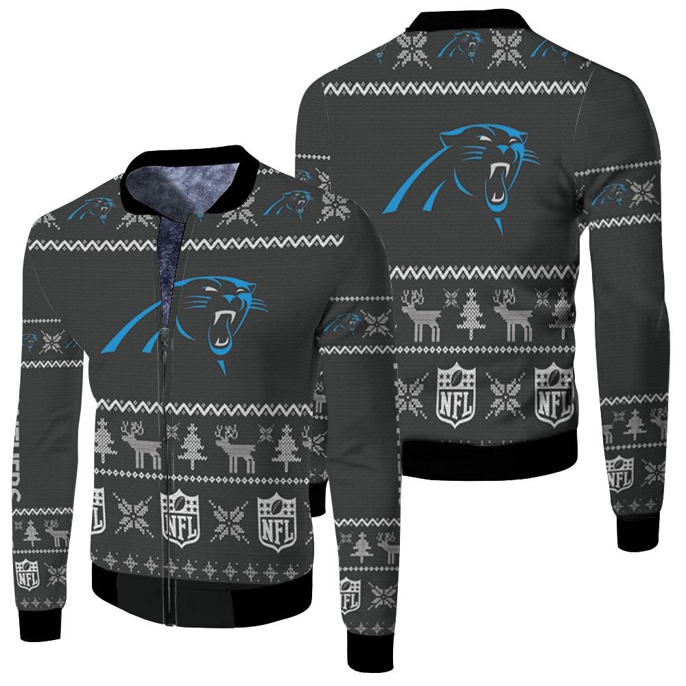 Carolina Panthers Ugly Sweatshirt Christmas 3D Fleece Bomber Jacket