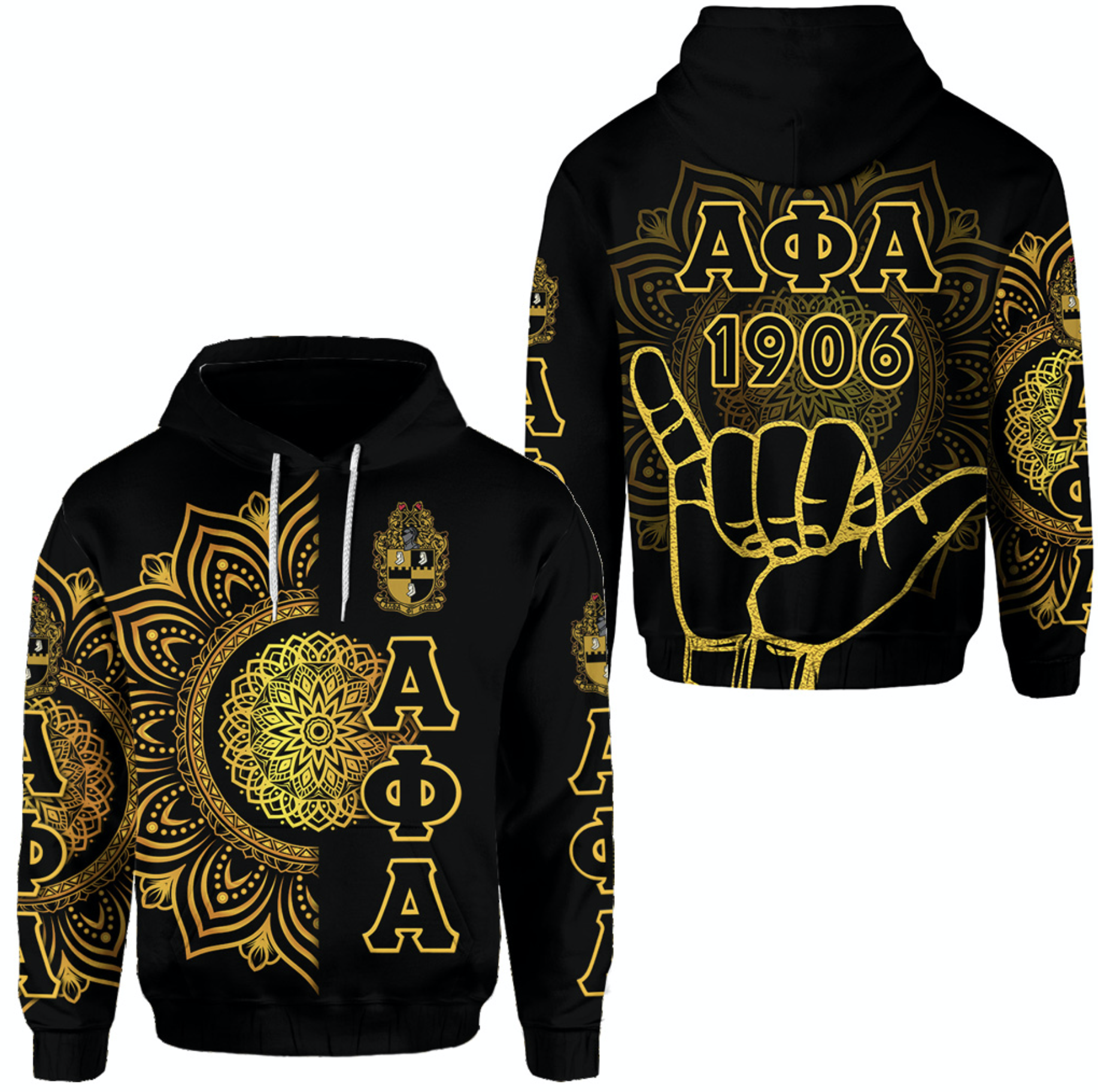 Alpha Phi Alpha Fraternity Hoodie Mandala Vibes – Hand Sign Lt8