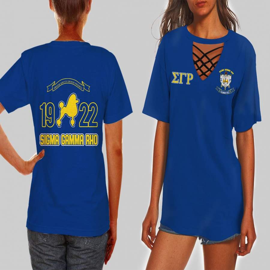 SIGMA GAMMA RHO HOLLOW OUT V-NECK T SHIRT 4520203