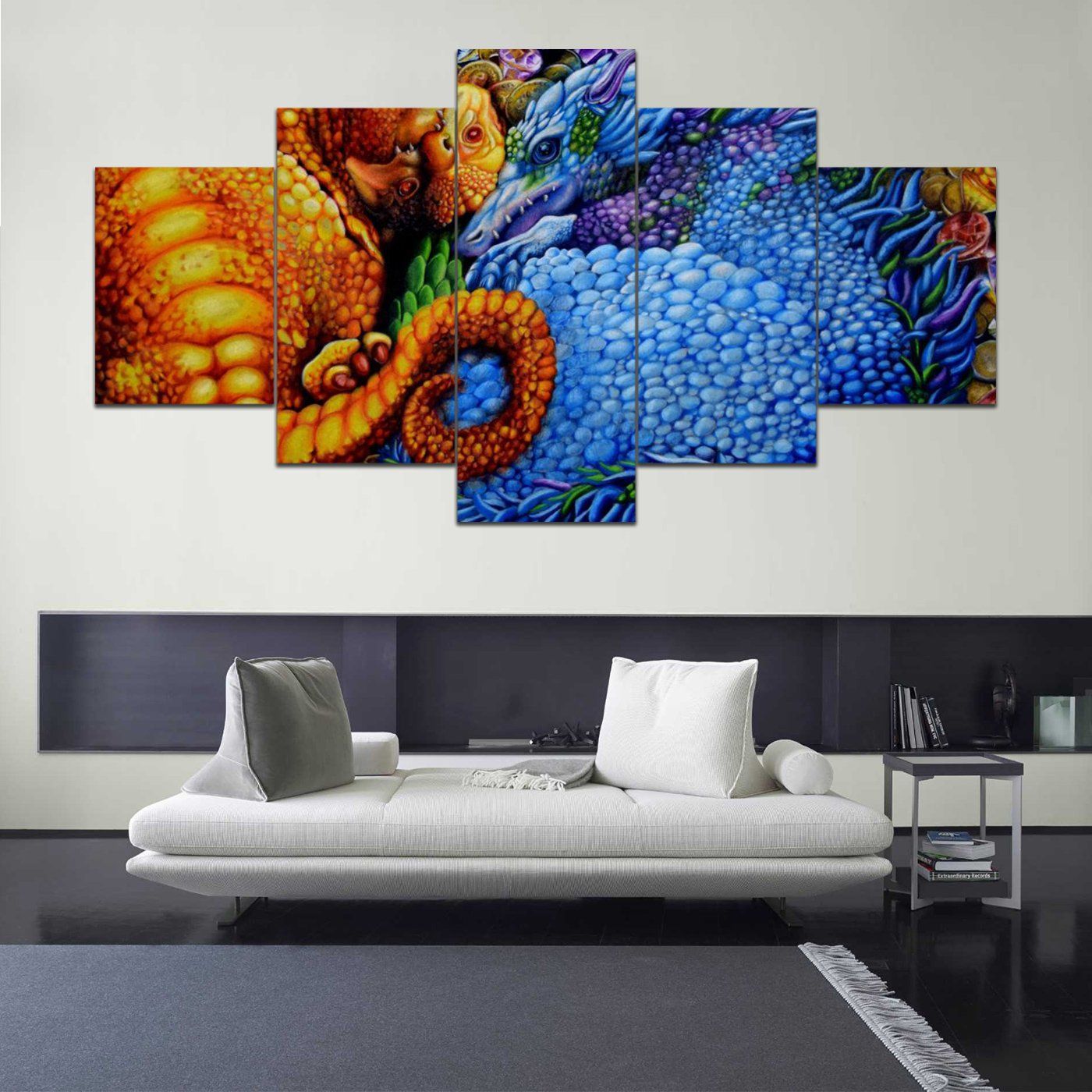 Baby Dragons Drawing 5 Panel Canvas Art Wall Decor Home Decor