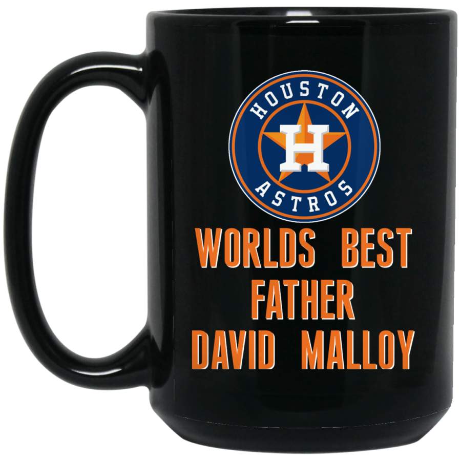 Custom Personalized Houston Astros Logo Orange-White David Malloy BM15OZ 15 oz. Black Mug