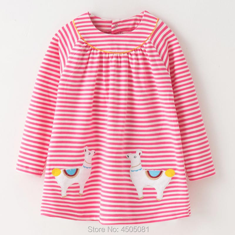 100% Combed Cotton Kids Dress For Girls Bebe 2020 Autumn Spring Princess Dress Baby Girl Clothes Child Striped Cartoon Tops Tees alx