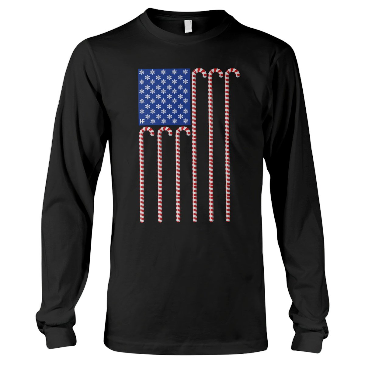 American Flag Candy Cane Christmas Ez24 0910 Long Sleeve T-Shirt