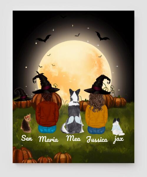 Personalized Canvas, Halloween Canvas And Poster Halloween Gift Custom Dog And Couple Girl Pg1257