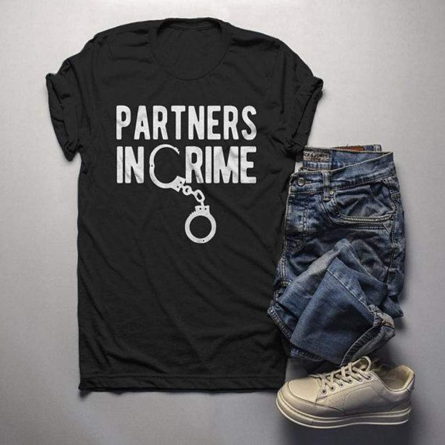 Men’s Partners In Crime T Shirt Best Friends Shirt Matching Shirts Handcuffs Tee Gift Idea