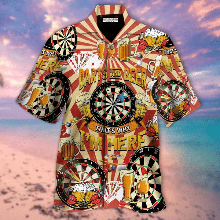 Darts And Beer Thats Why Im Here Unisex Hawaii Shirt Ha16787