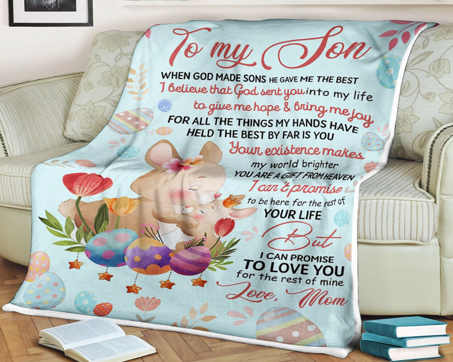 Personalized Rabbit To My Son You Are My Gift From Heaven From Mom Blanket Great Customized Gifts For Family Birthday Christmas Thanksgiving Anniversary