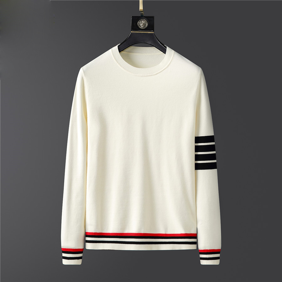 2022 New solid Brand Sweater Mens Pullover Striped Slim Fit Jumpers Knitred Wool Autumn Warm Korean Style Casual Men Clothes alx